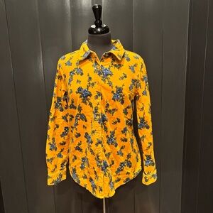 Denim and Company Floral Yellow/orange and Corduroy Women’s Shirt